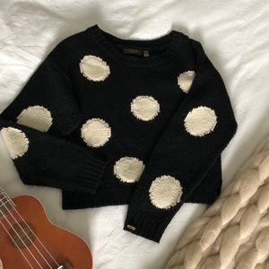 Dex Black/Cream Polka Dot Crop Sweater